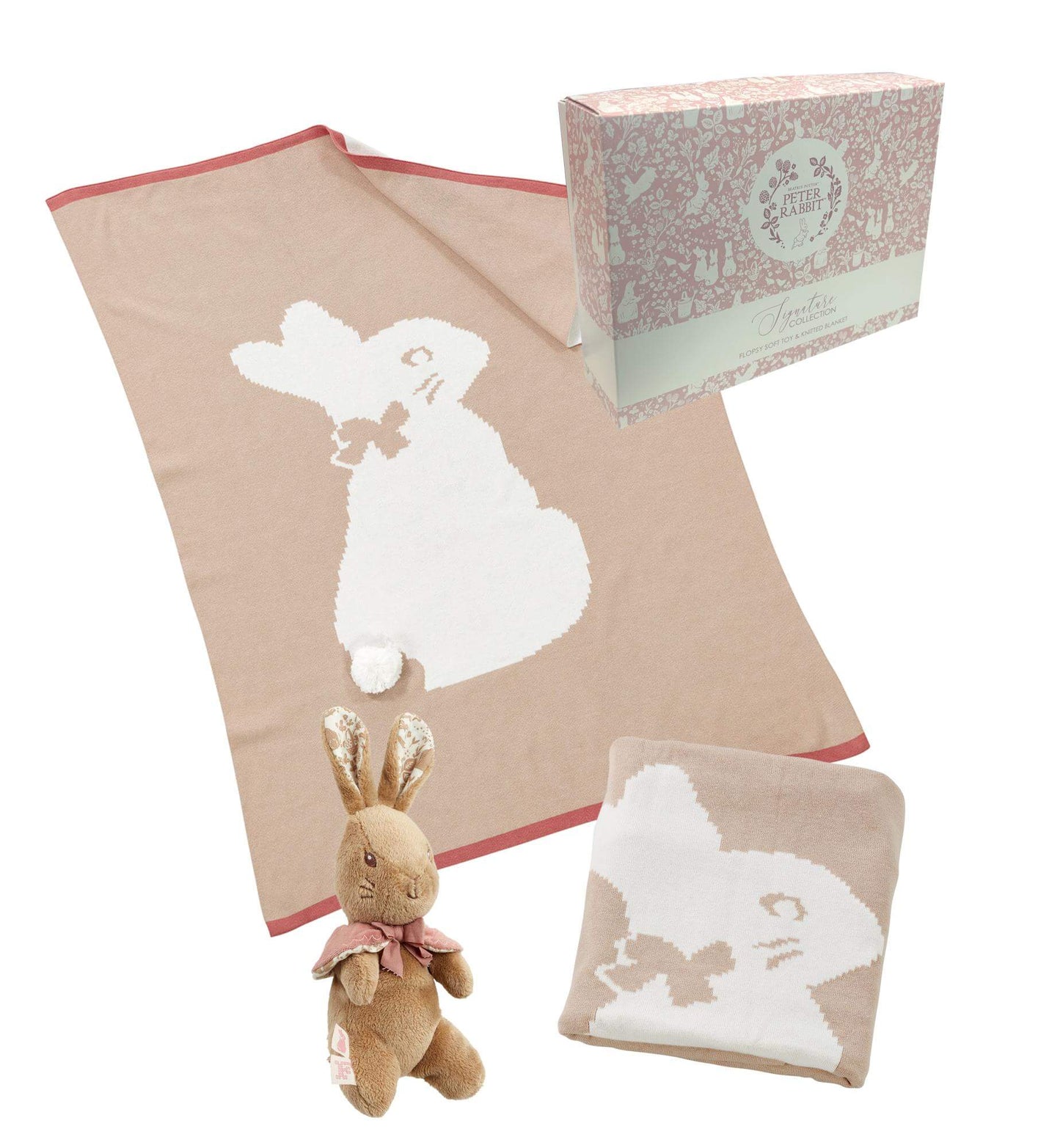 Flopsy Bunny Signature Knitted Blanket with soft toy
